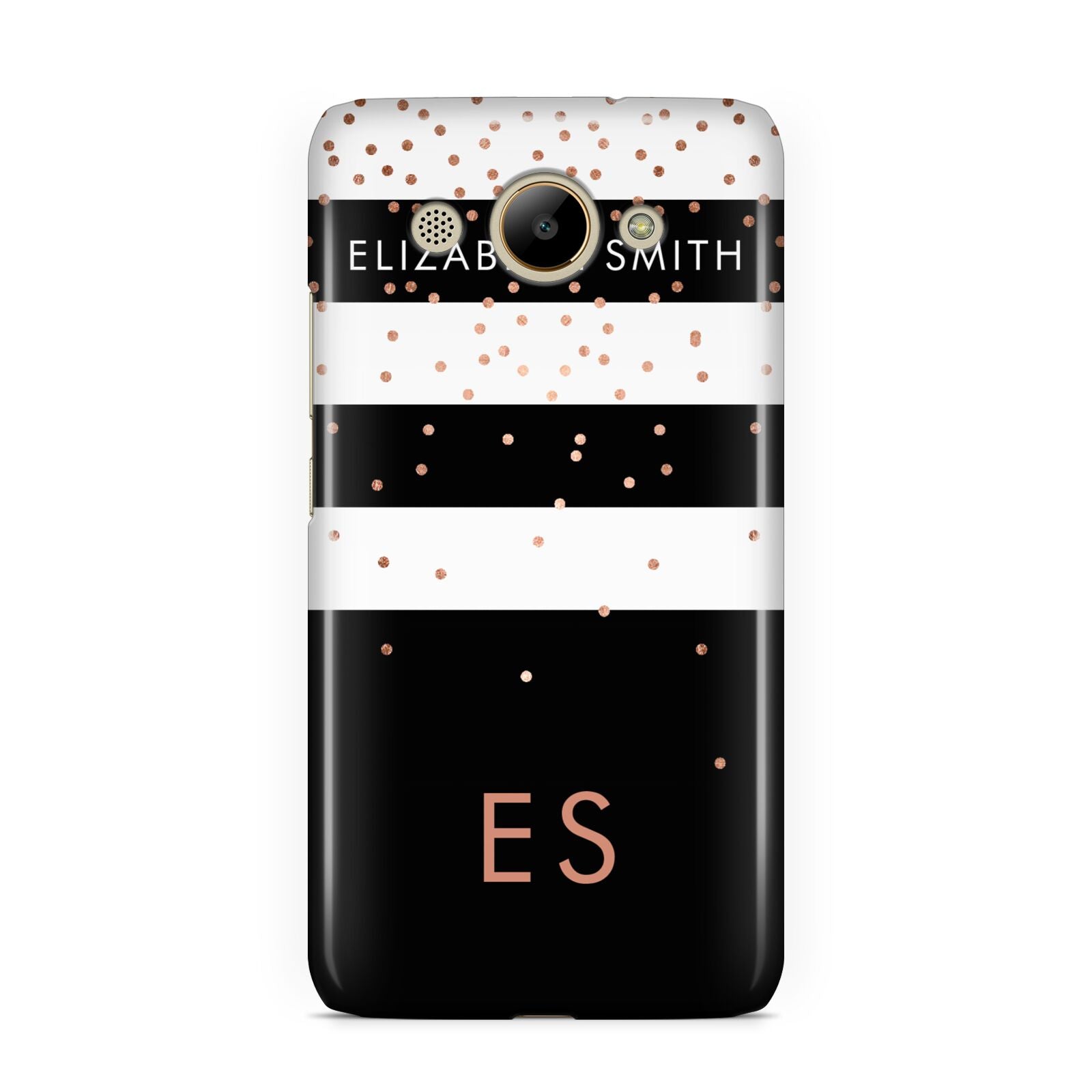 Personalised Black Striped Name Initials Huawei Y3 2017
