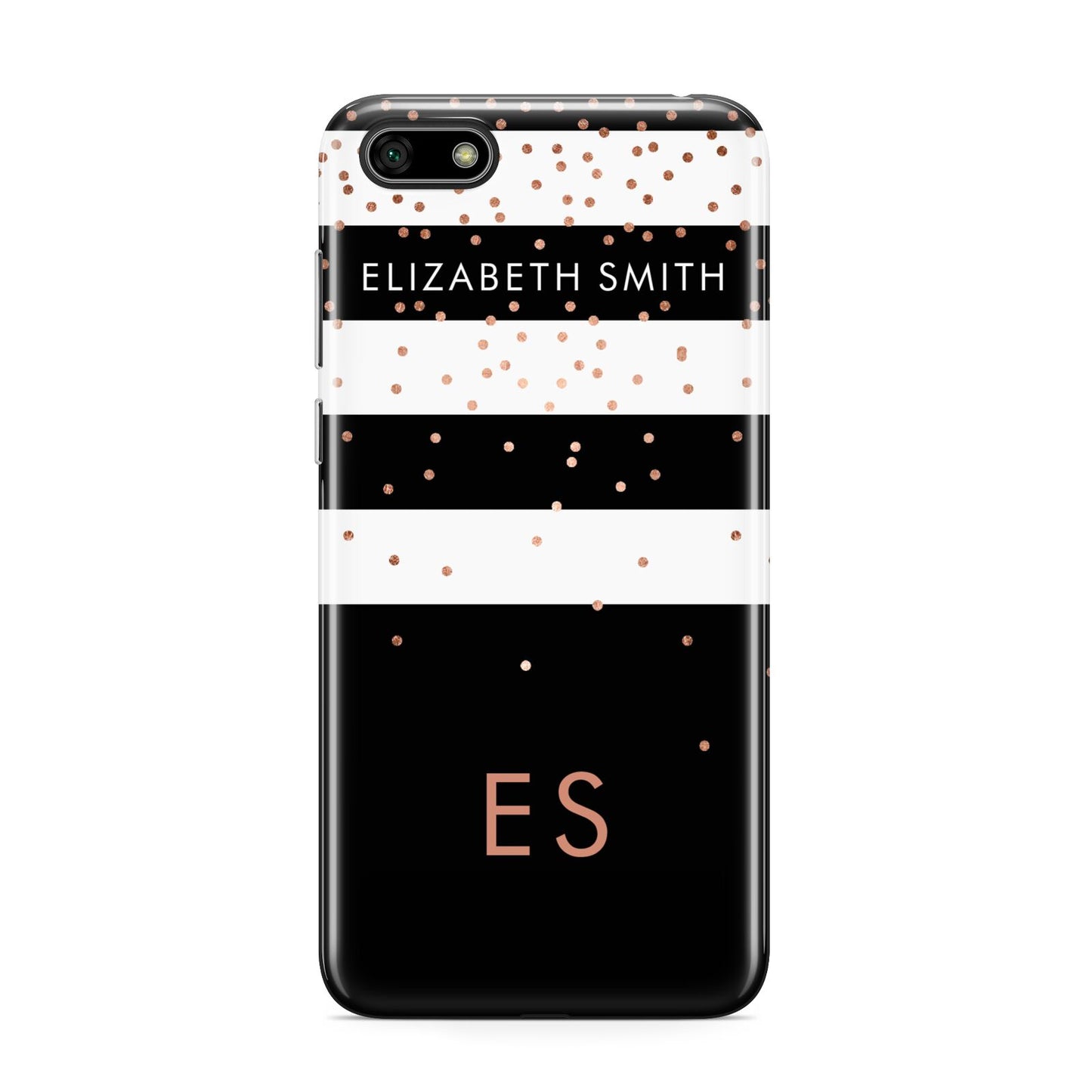Personalised Black Striped Name Initials Huawei Y5 Prime 2018 Phone Case