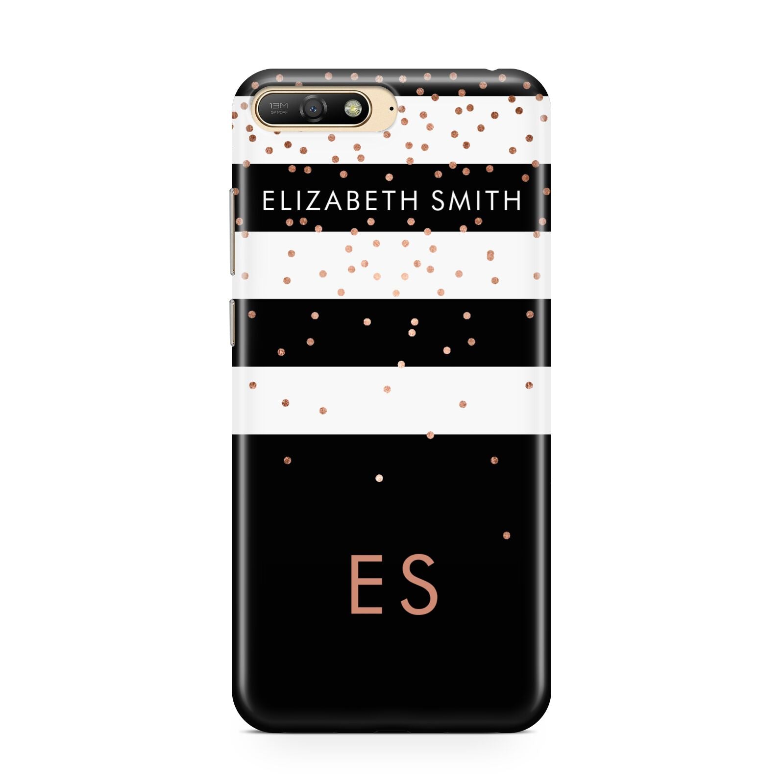 Personalised Black Striped Name Initials Huawei Y6 2018