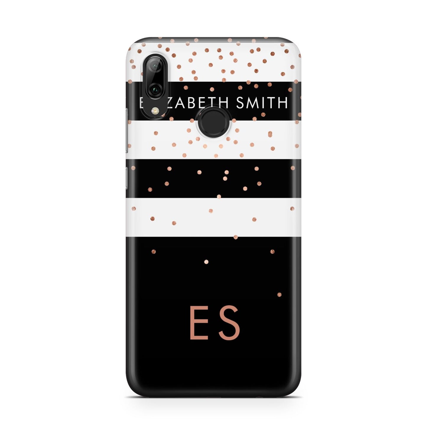 Personalised Black Striped Name Initials Huawei Y7 2019