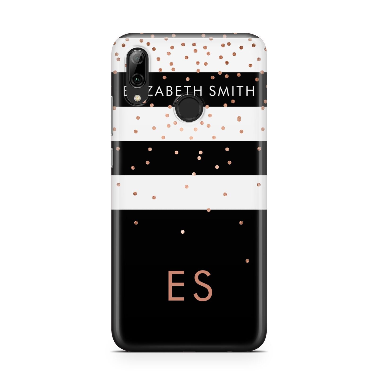 Personalised Black Striped Name Initials Huawei Y7 2019