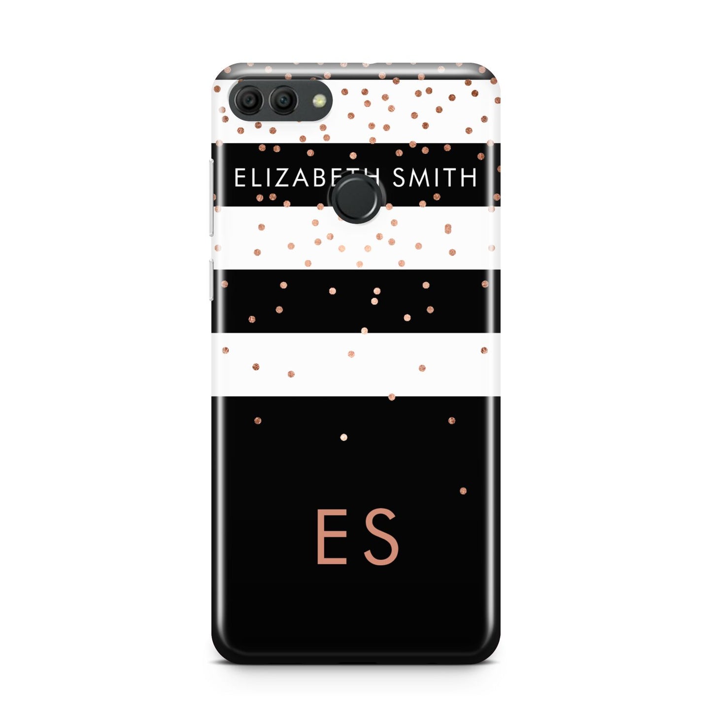 Personalised Black Striped Name Initials Huawei Y9 2018