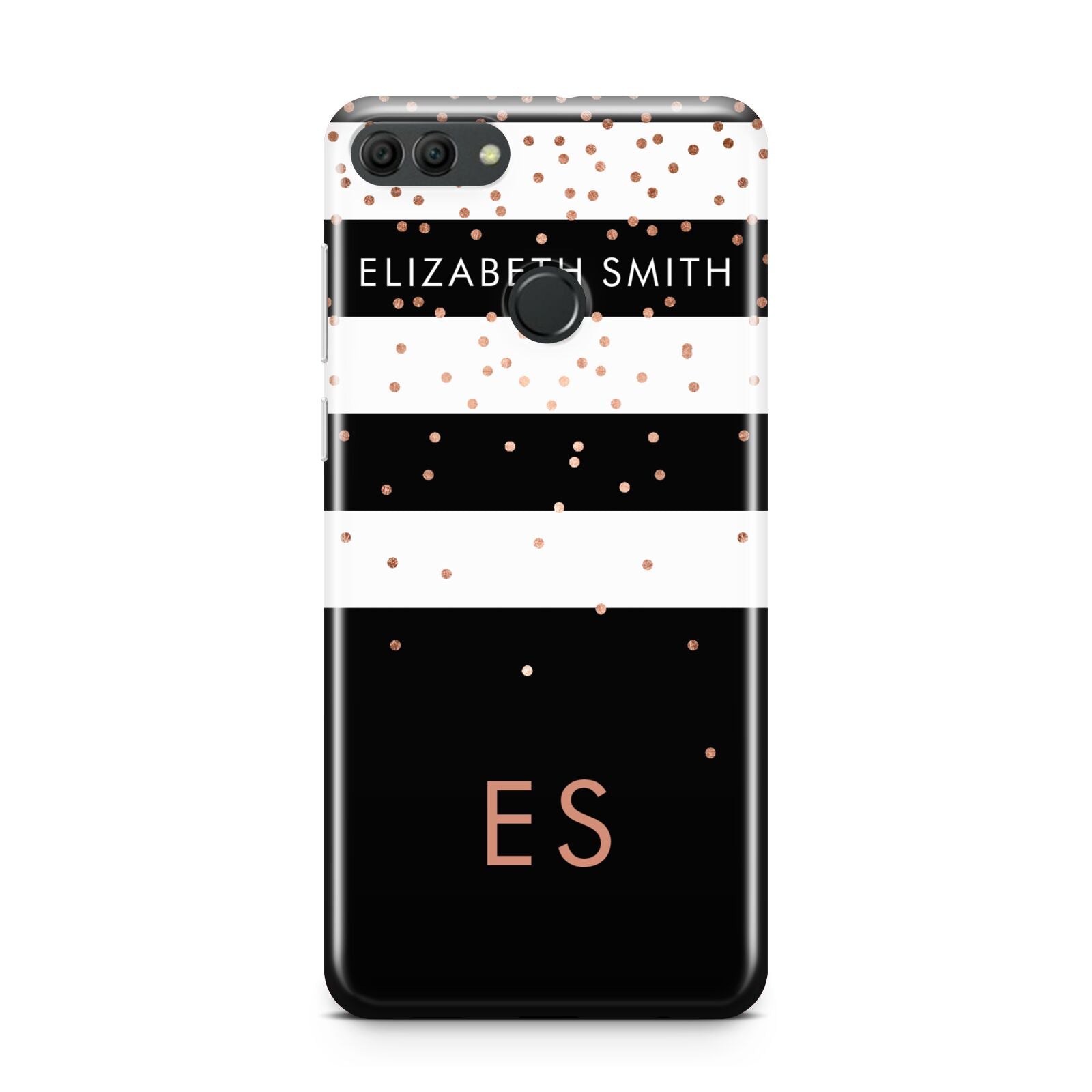 Personalised Black Striped Name Initials Huawei Y9 2018