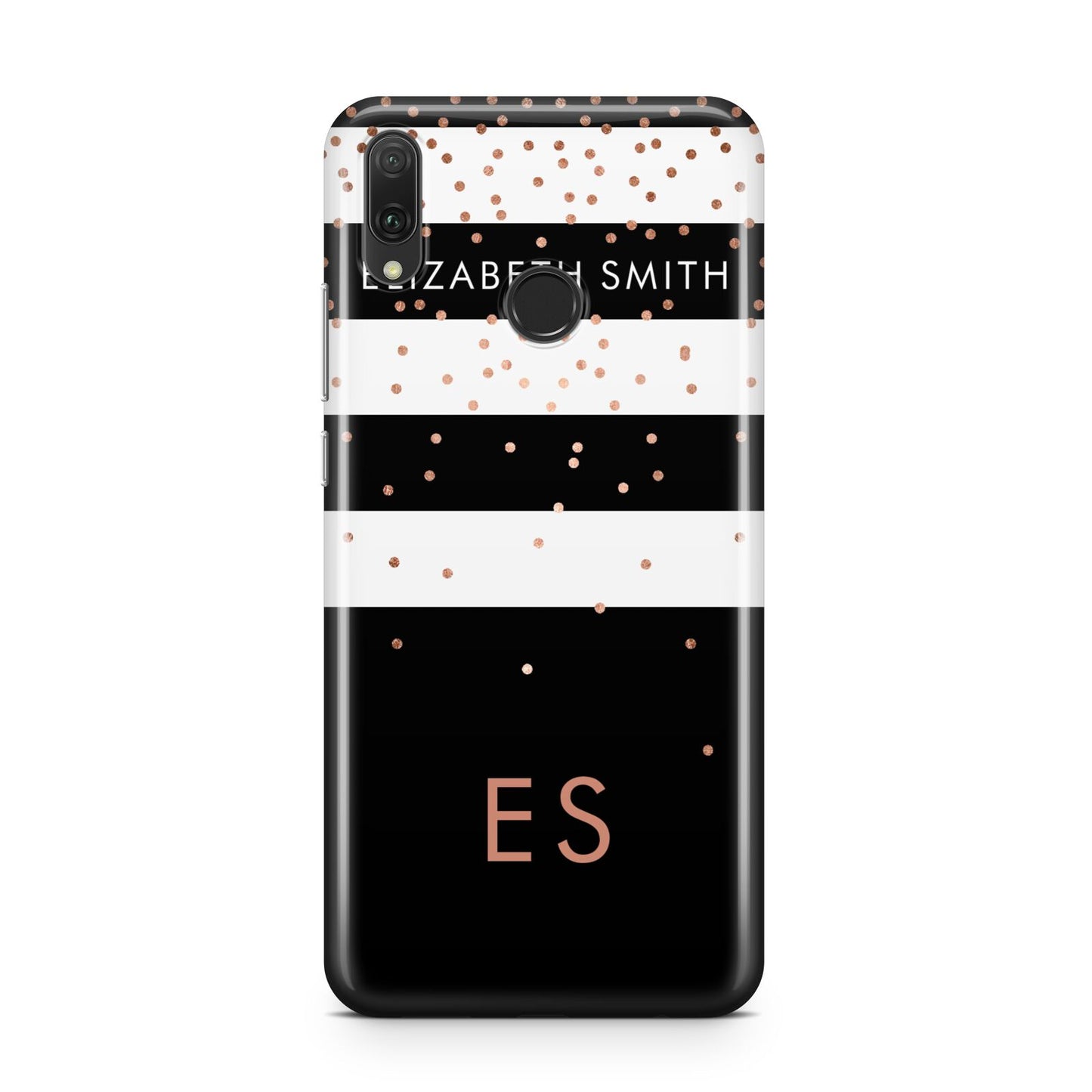 Personalised Black Striped Name Initials Huawei Y9 2019