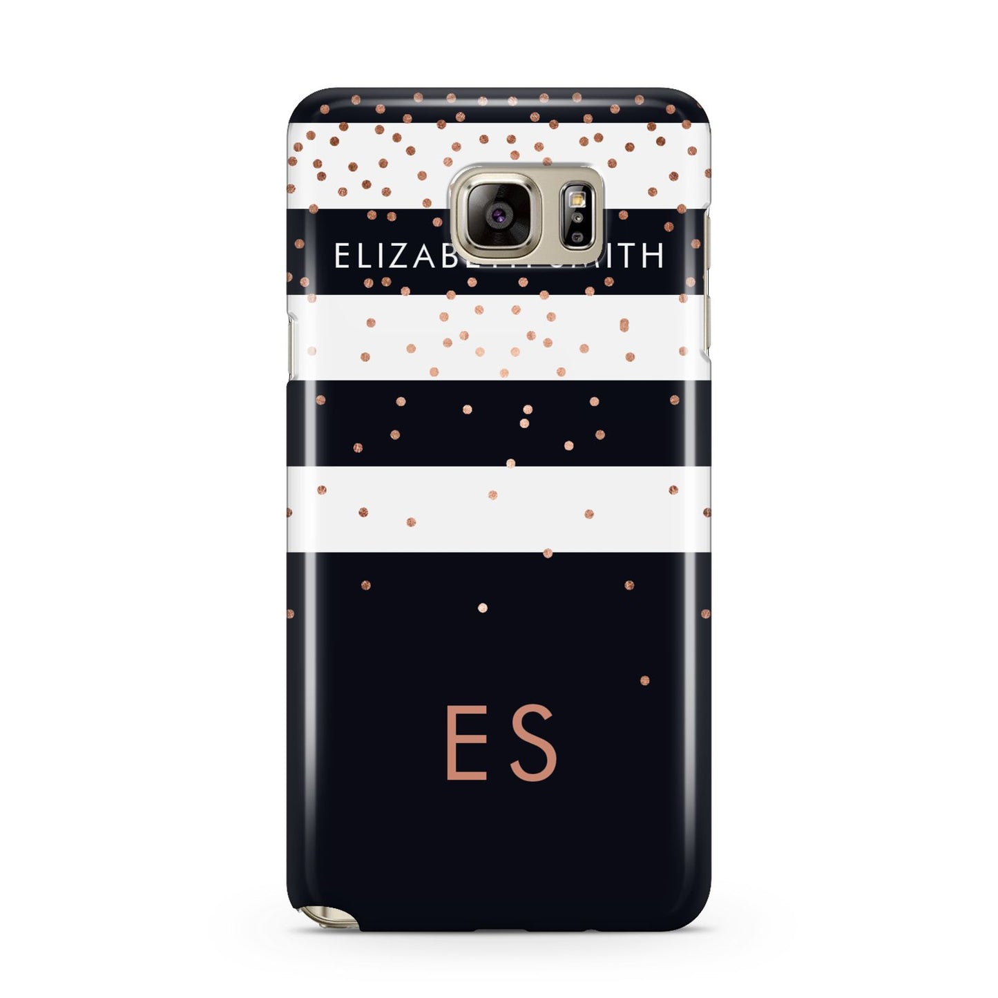 Personalised Black Striped Name Initials Samsung Galaxy Note 5 Case