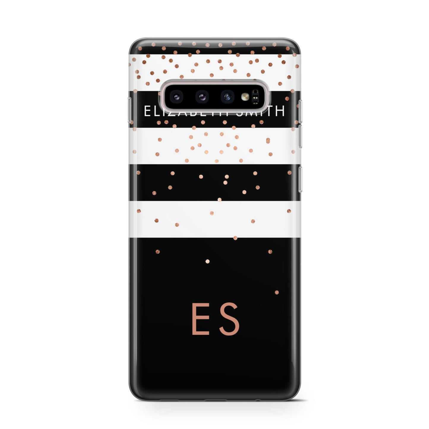 Personalised Black Striped Name Initials Samsung Galaxy S10 Case