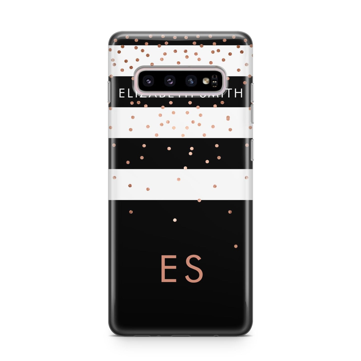 Personalised Black Striped Name Initials Samsung Galaxy S10 Plus Case