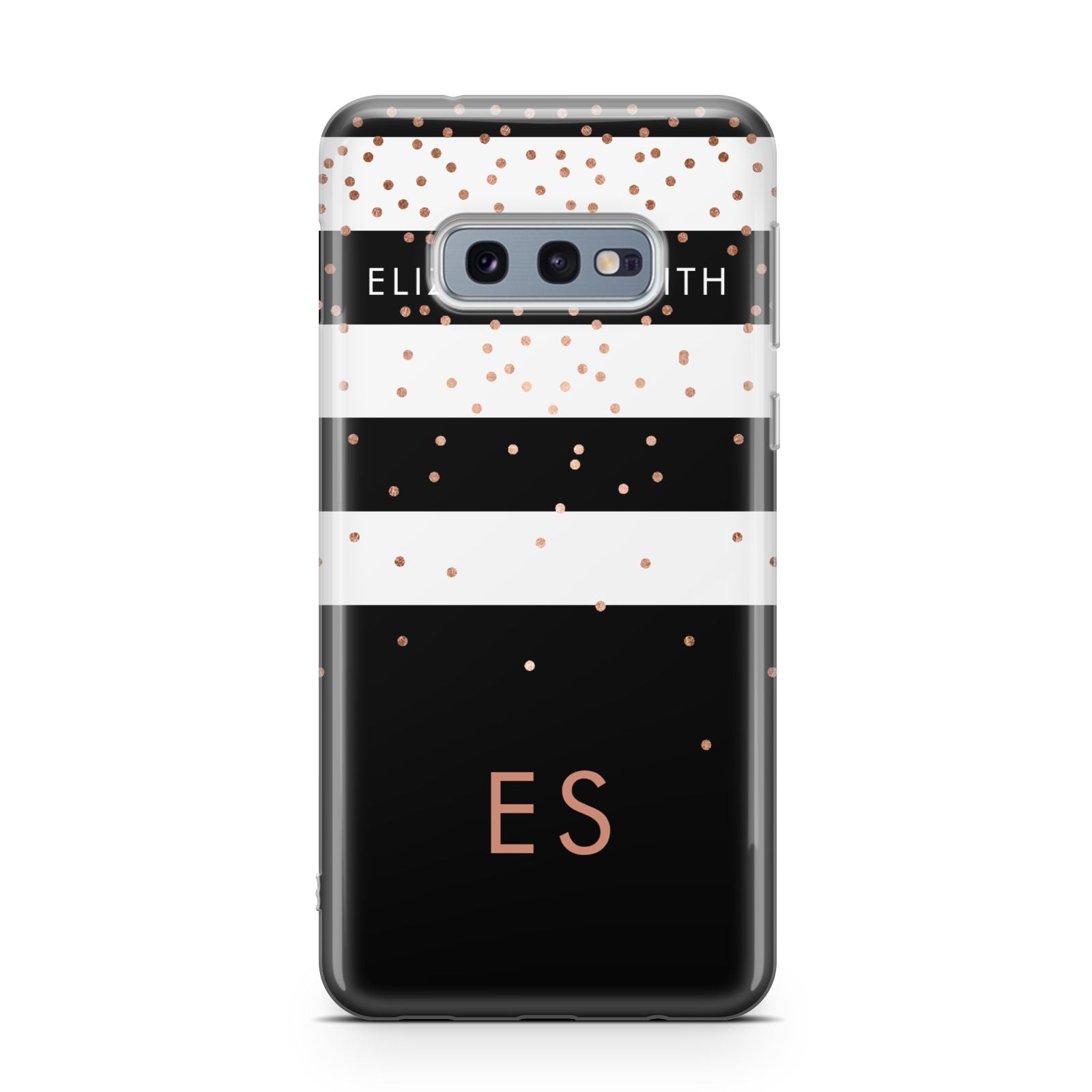 Personalised Black Striped Name Initials Samsung Galaxy S10E Case