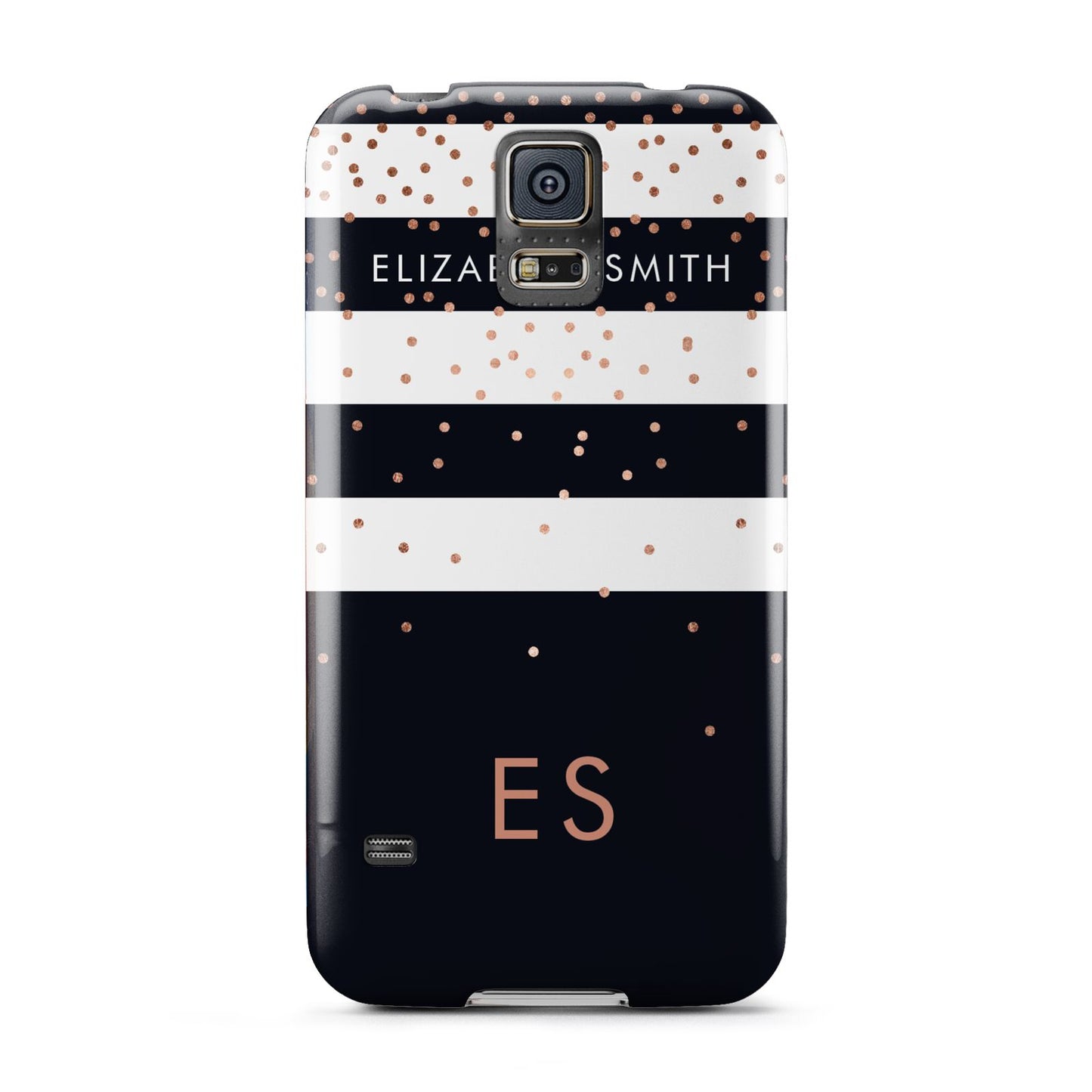Personalised Black Striped Name Initials Samsung Galaxy S5 Case
