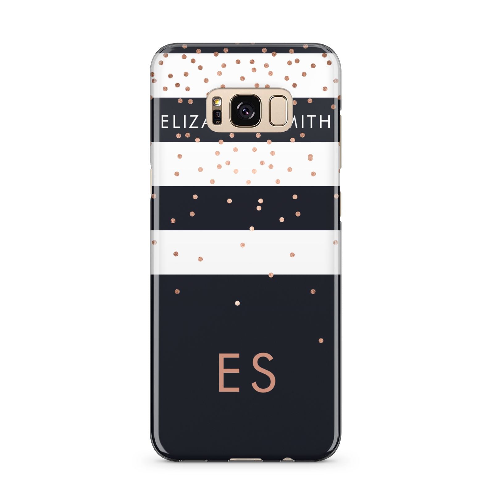 Personalised Black Striped Name Initials Samsung Galaxy S8 Plus Case
