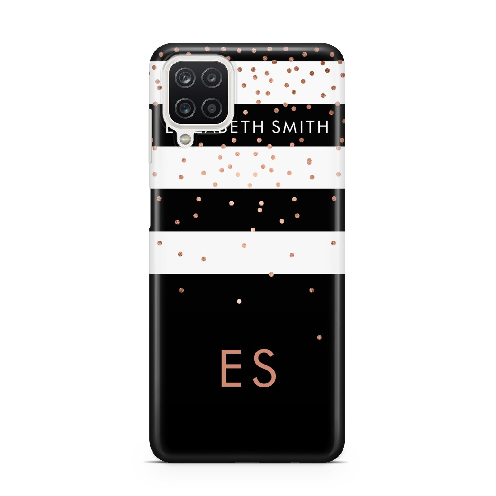 Personalised Black Striped Name Initials Samsung M12 Case