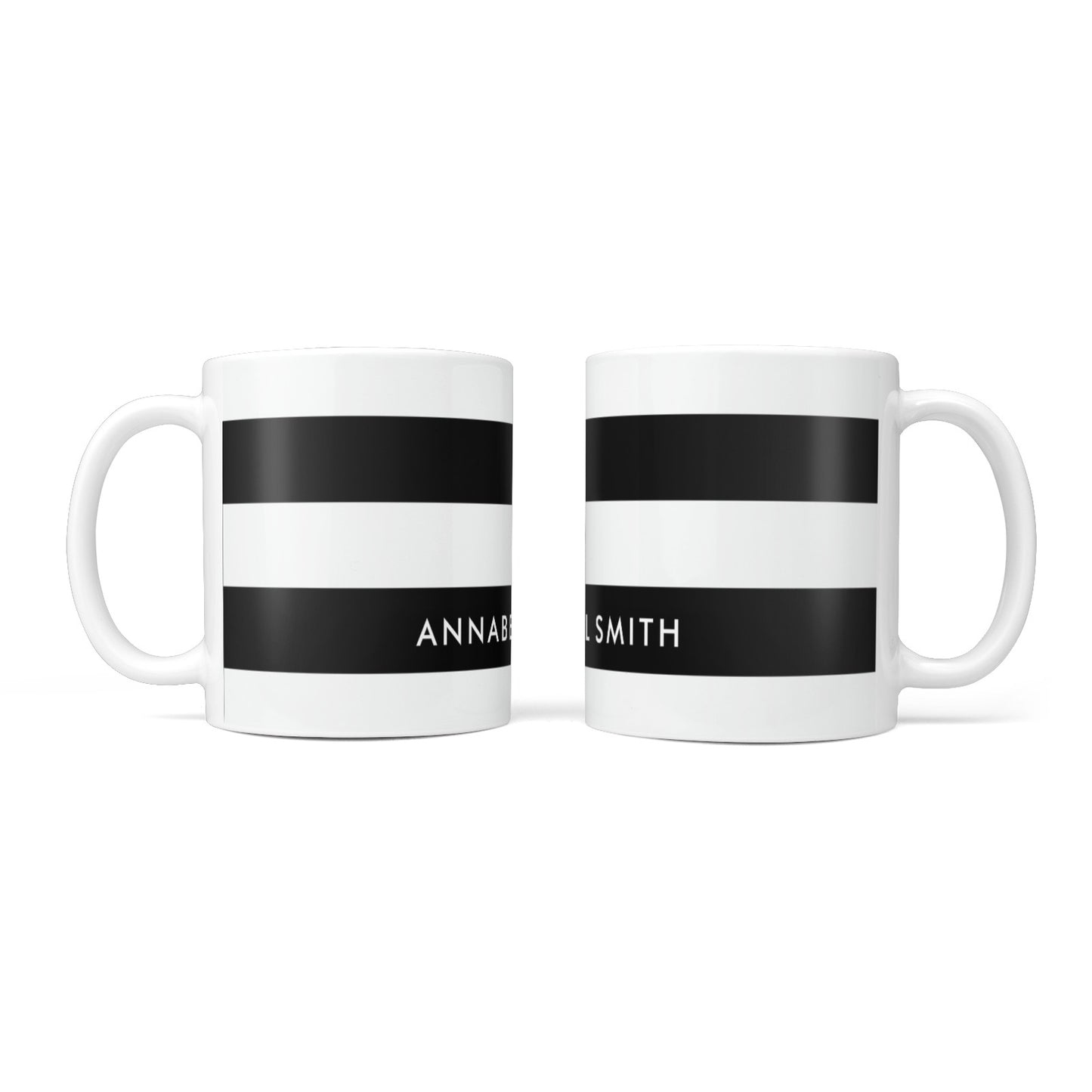Personalised Black Striped Name or Initials 10oz Mug Alternative Image 3