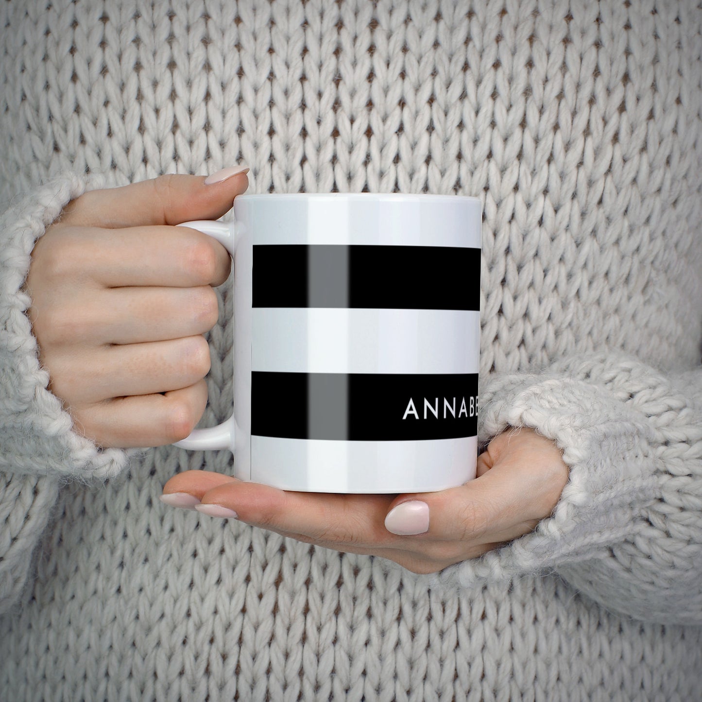 Personalised Black Striped Name or Initials 10oz Mug Alternative Image 5