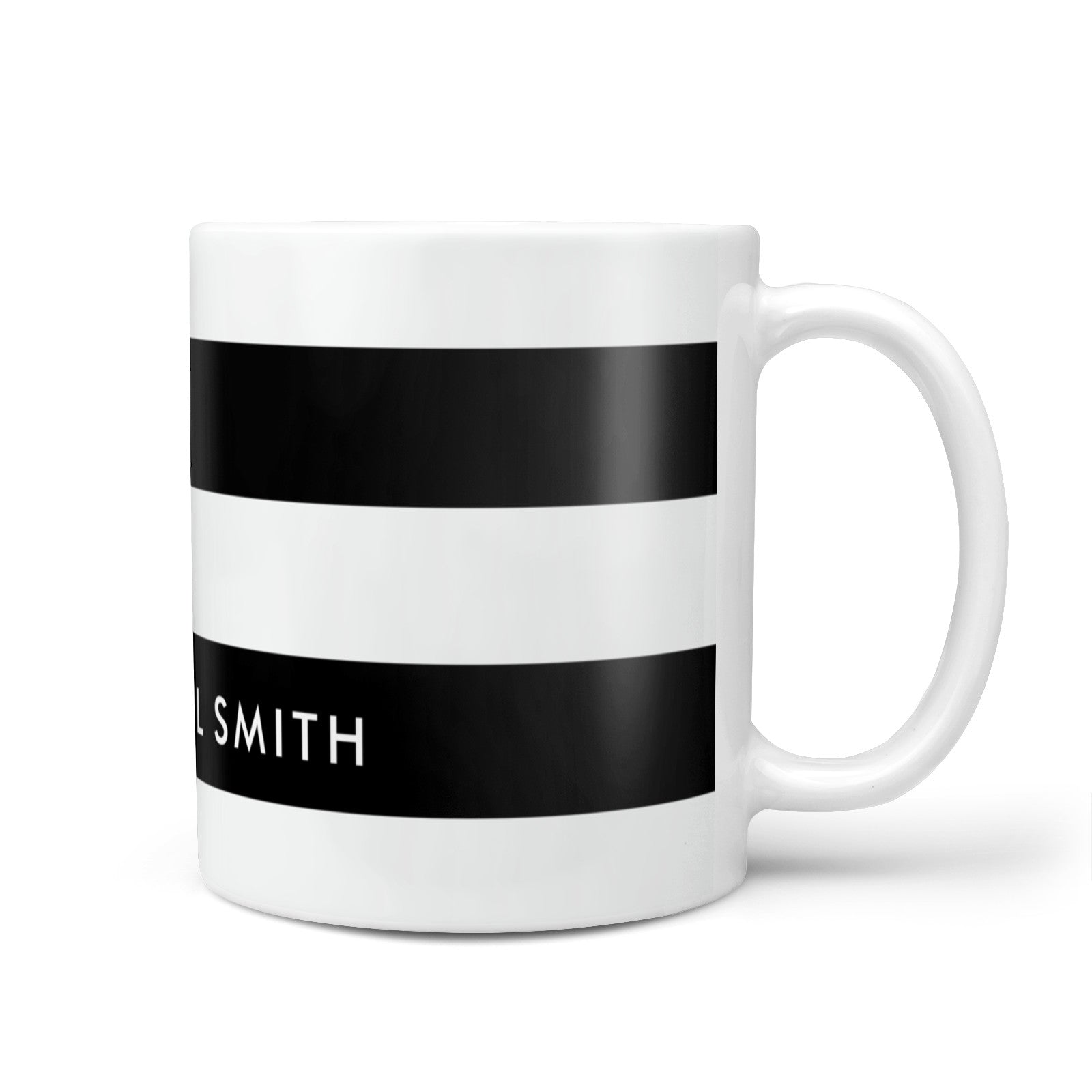 Personalised Black Striped Name or Initials 10oz Mug