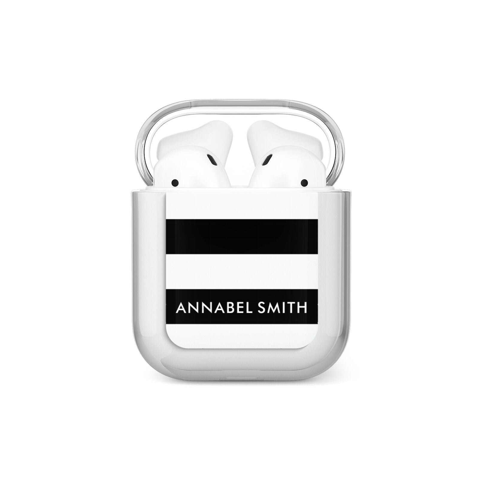 Personalised Black Striped Name or Initials AirPods Case