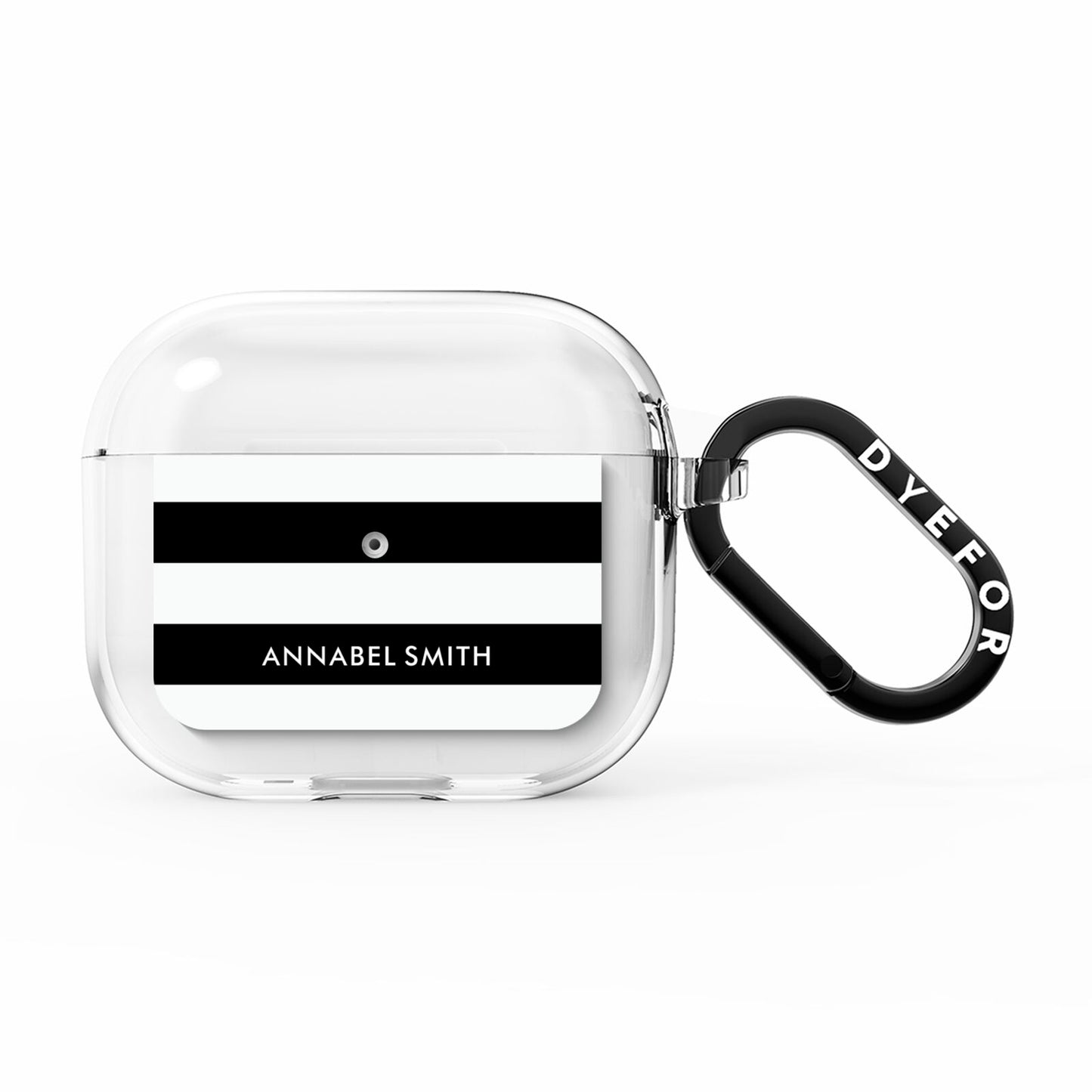 Personalised Black Striped Name or Initials AirPods Clear Case 3rd Gen