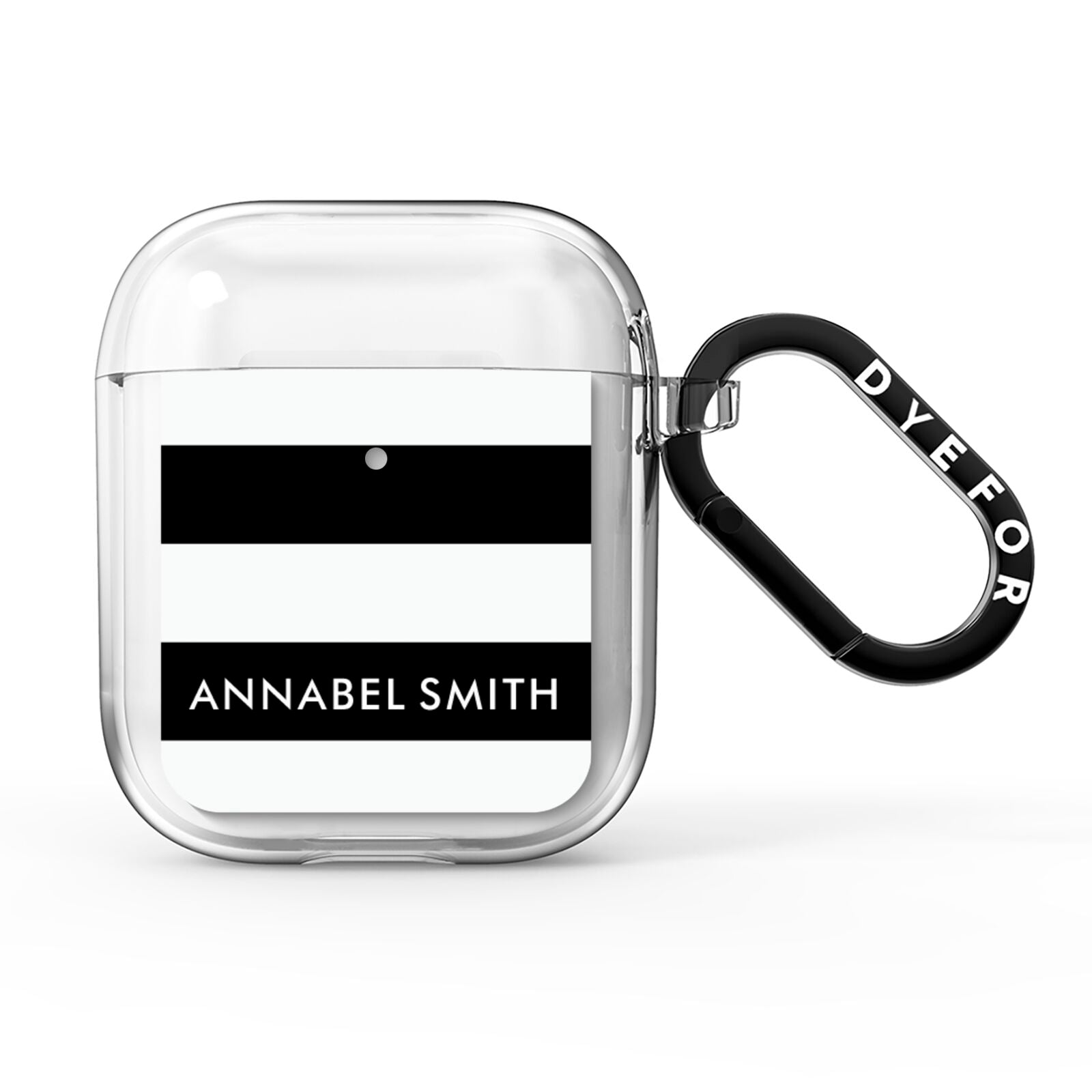 Personalised Black Striped Name or Initials AirPods Clear Case