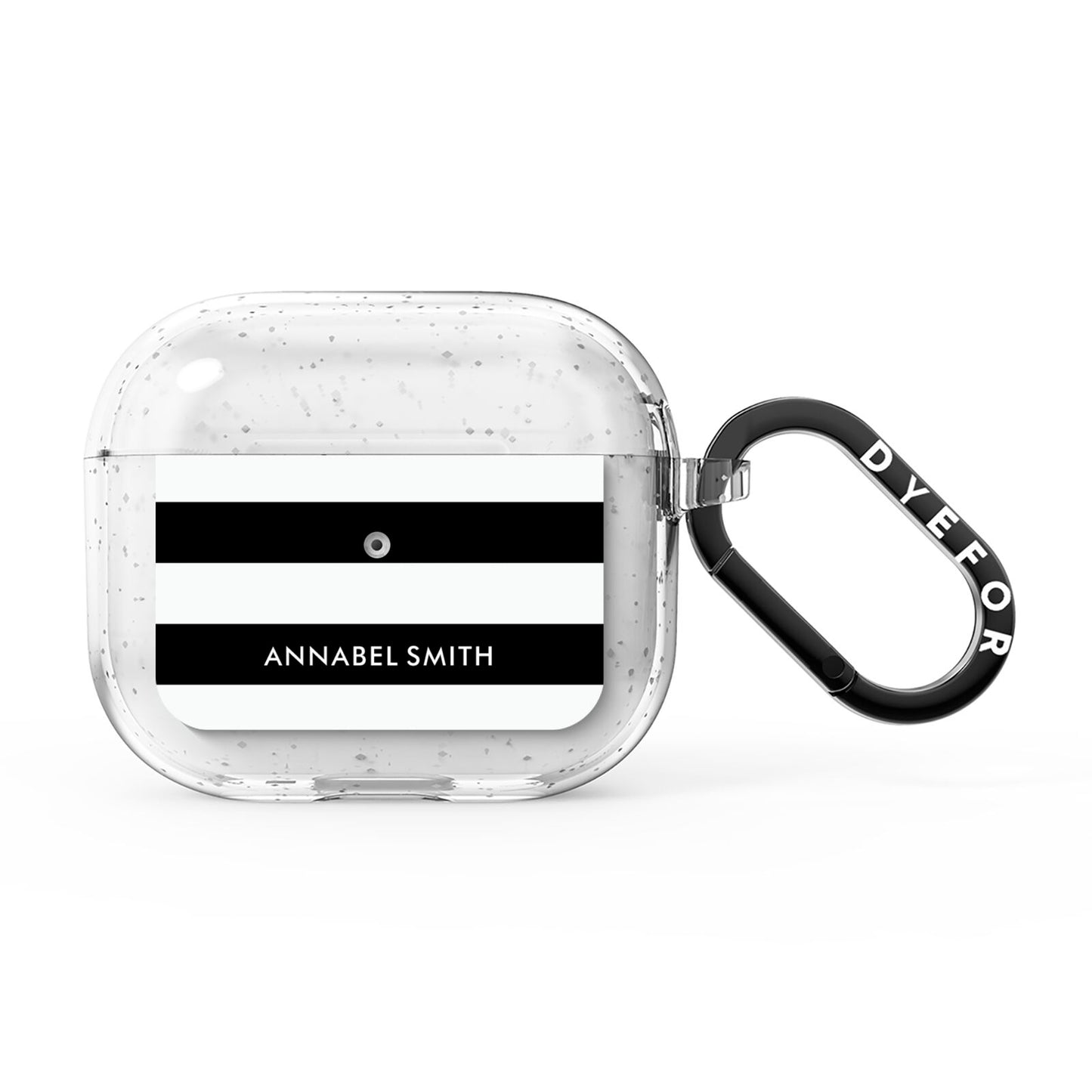 Personalised Black Striped Name or Initials AirPods Glitter Case 3rd Gen