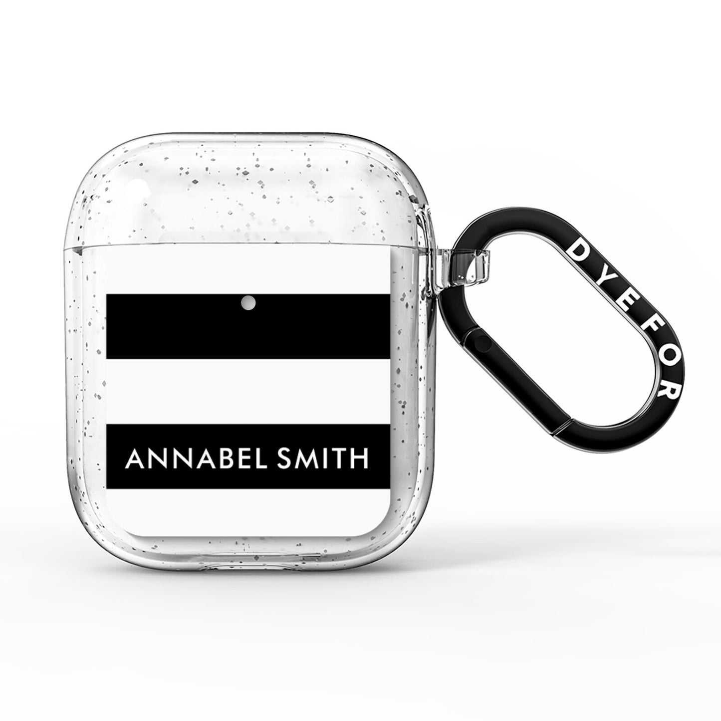 Personalised Black Striped Name or Initials AirPods Glitter Case