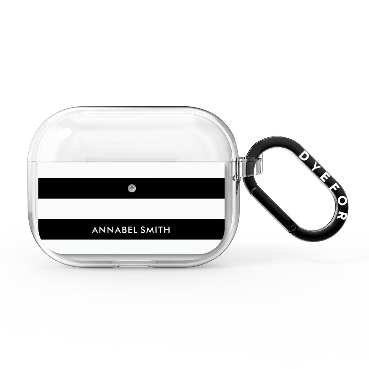 Personalised Black Striped Name or Initials AirPods Pro Clear Case