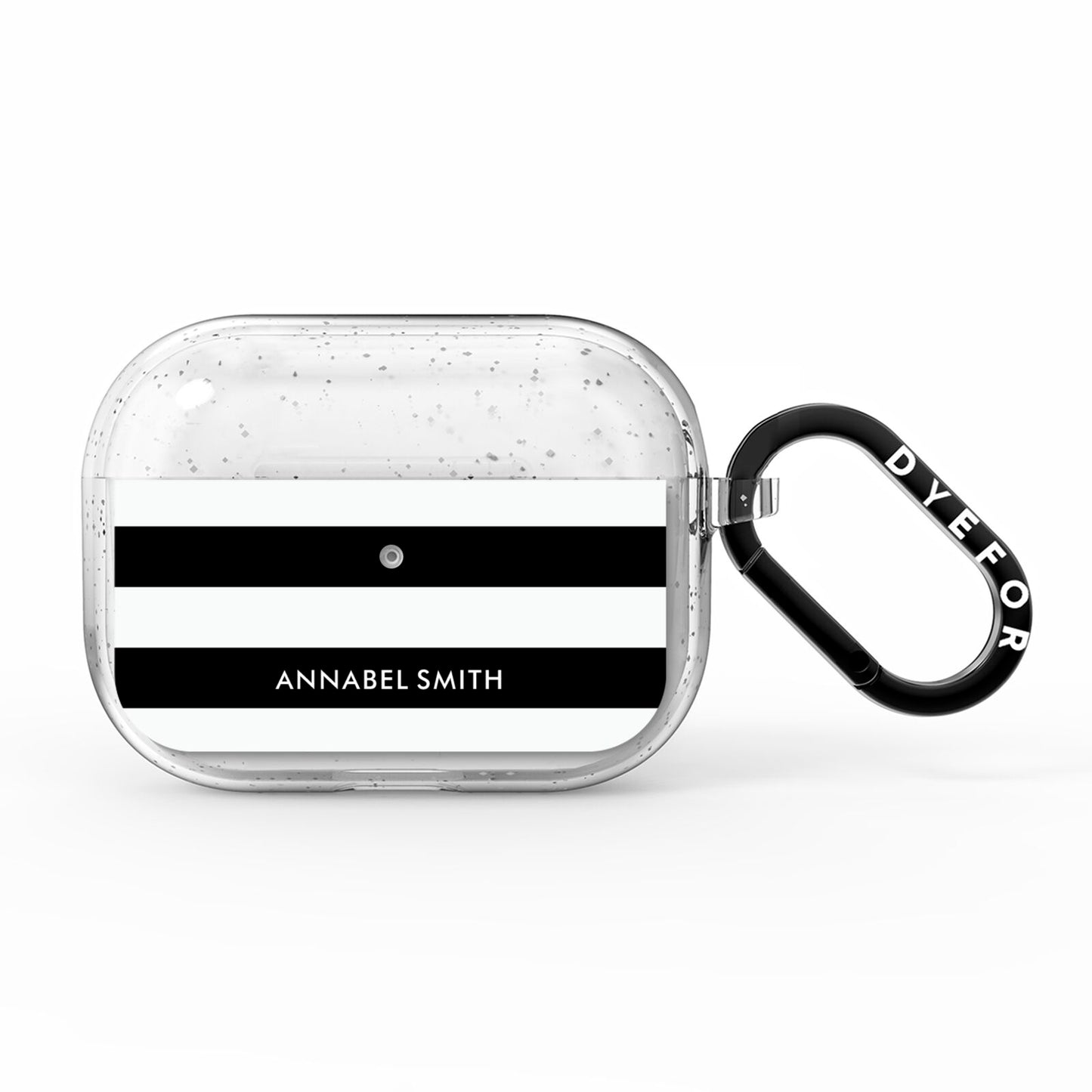 Personalised Black Striped Name or Initials AirPods Pro Glitter Case
