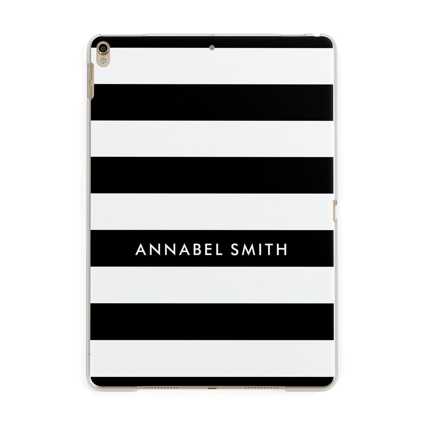 Personalised Black Striped Name or Initials Apple iPad Gold Case