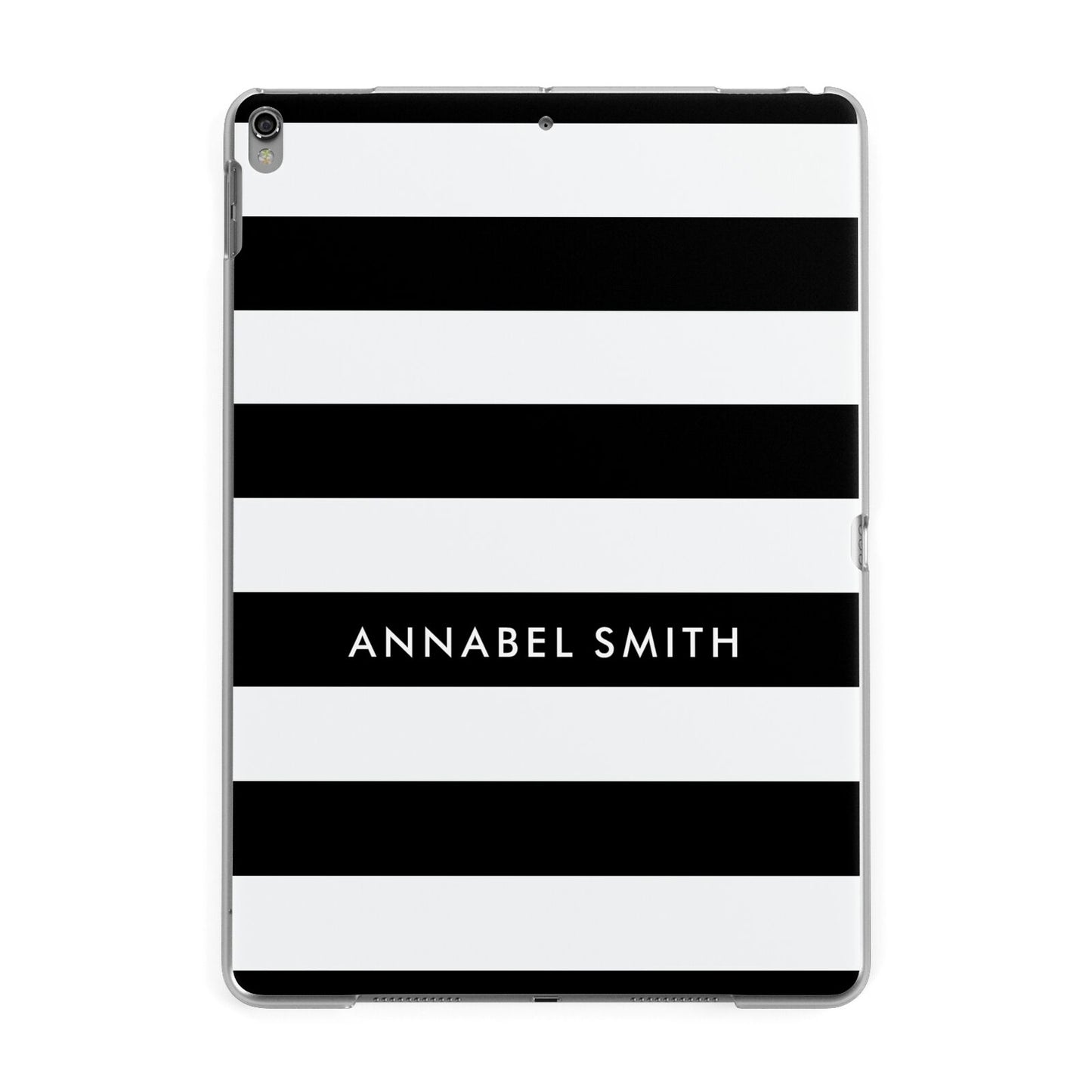 Personalised Black Striped Name or Initials Apple iPad Grey Case