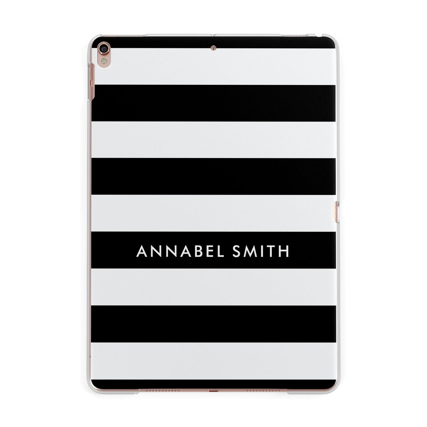 Personalised Black Striped Name or Initials Apple iPad Rose Gold Case