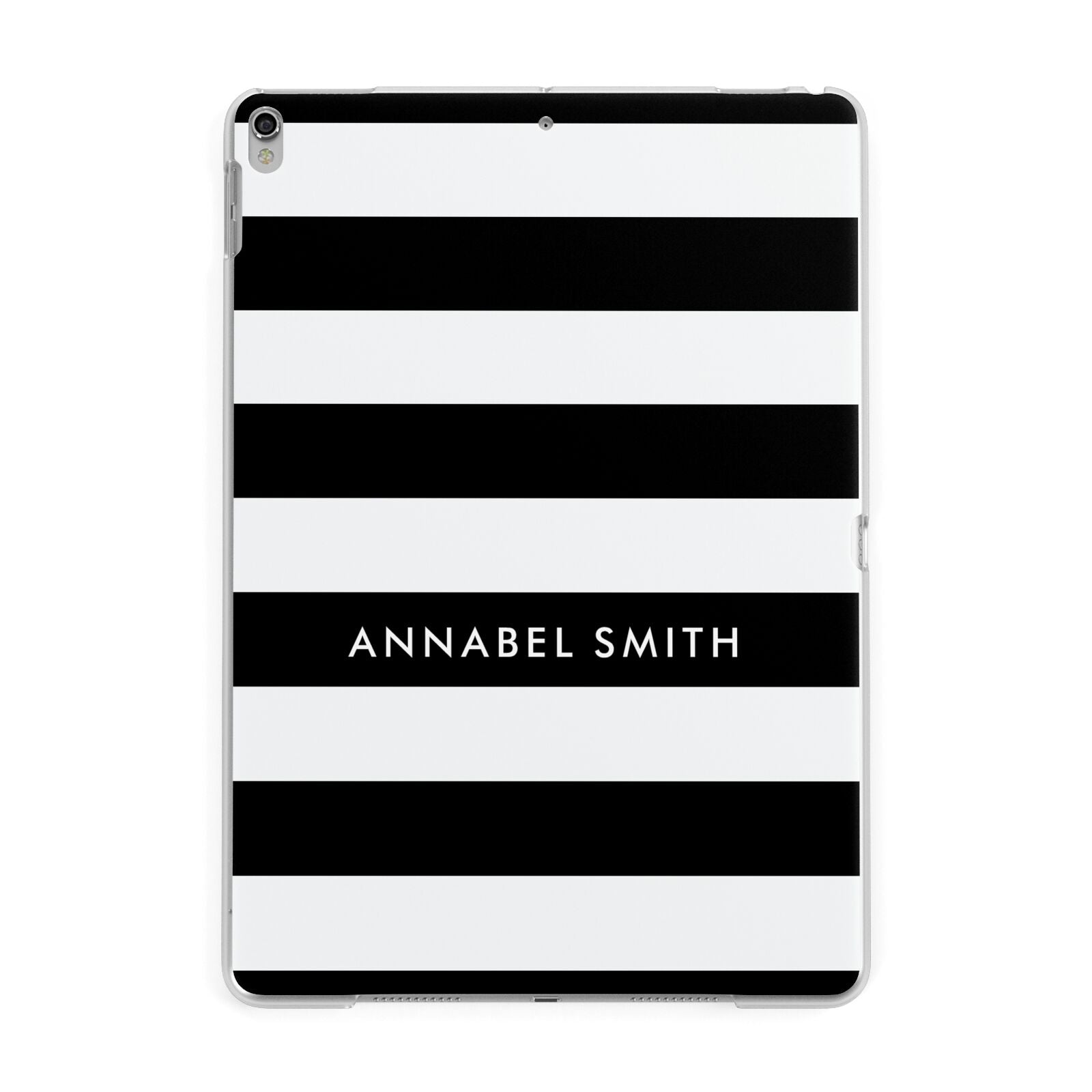 Personalised Black Striped Name or Initials Apple iPad Silver Case