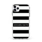 Personalised Black Striped Name or Initials Apple iPhone 11 Pro Max in Silver with White Impact Case