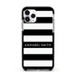 Personalised Black Striped Name or Initials Apple iPhone 11 Pro in Silver with Black Impact Case