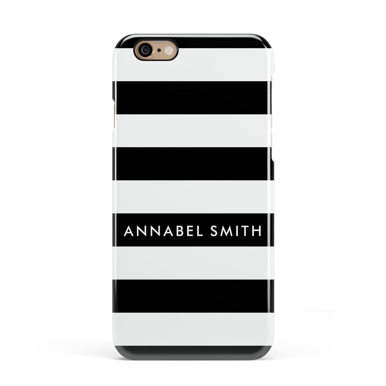 Personalised Black Striped Name or Initials Apple iPhone 6 3D Snap Case