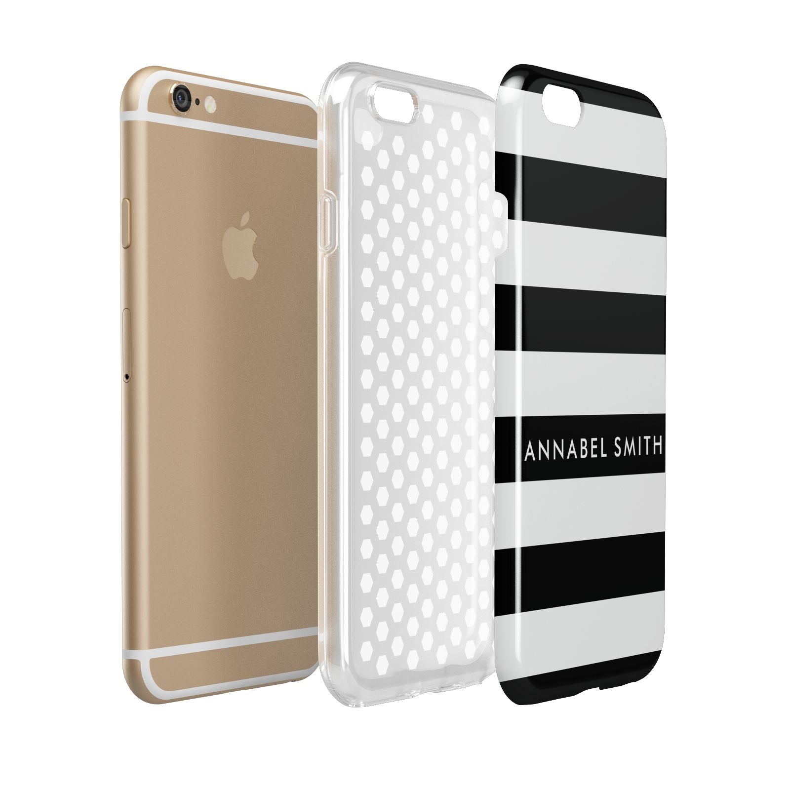 Personalised Black Striped Name or Initials Apple iPhone 6 3D Tough Case Expanded view