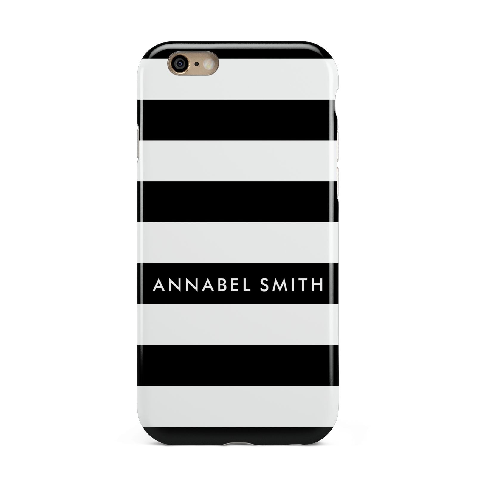 Personalised Black Striped Name or Initials Apple iPhone 6 3D Tough Case