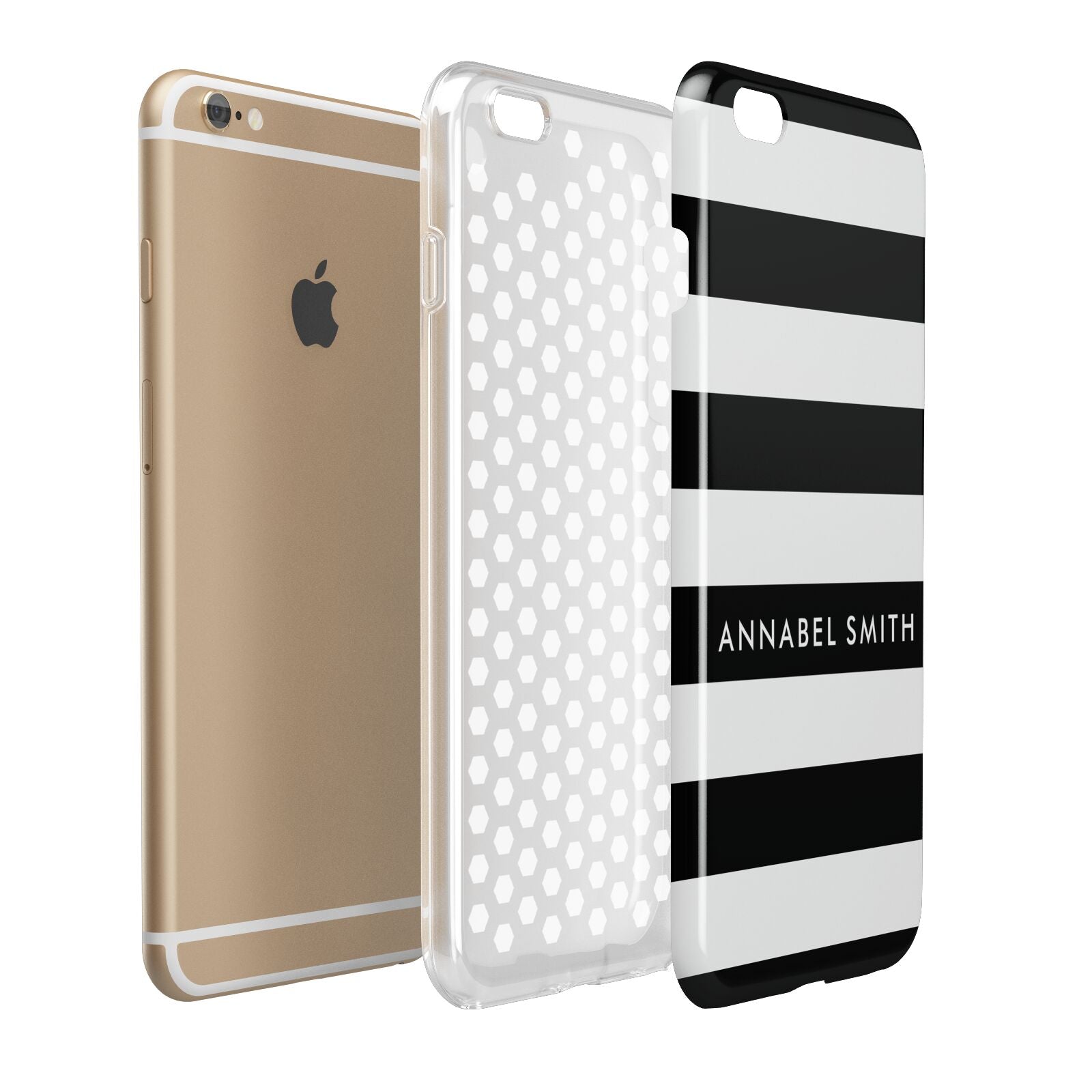 Personalised Black Striped Name or Initials Apple iPhone 6 Plus 3D Tough Case Expand Detail Image