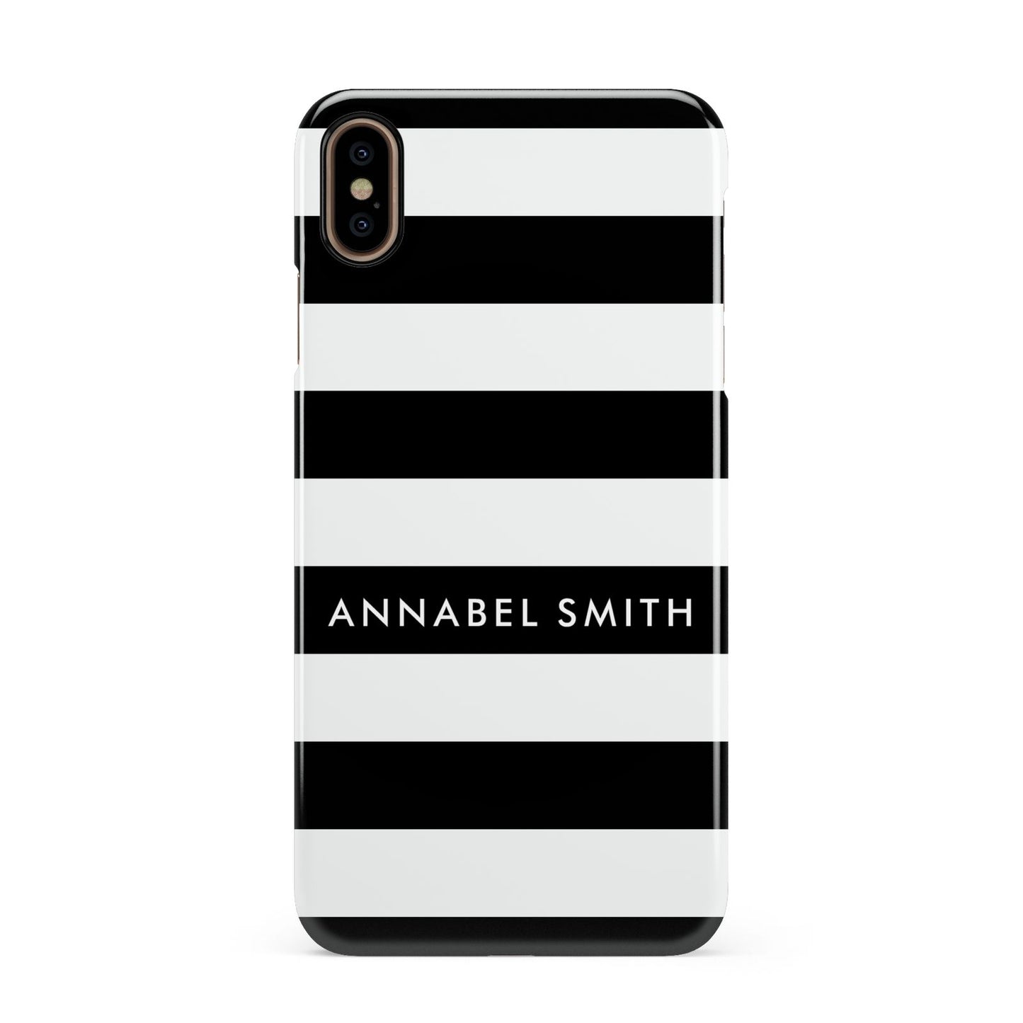 Personalised Black Striped Name or Initials Apple iPhone Xs Max 3D Snap Case