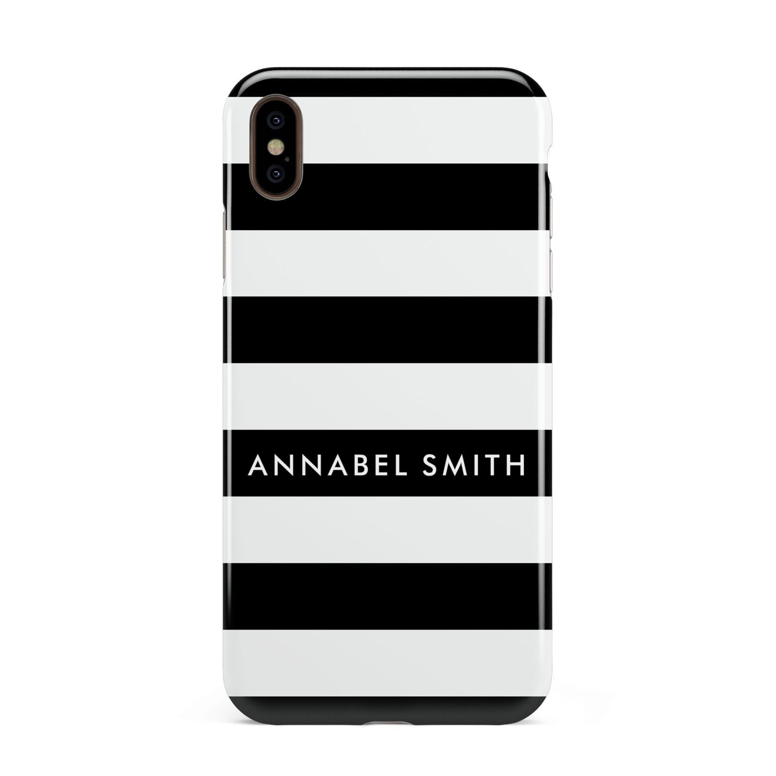 Personalised Black Striped Name or Initials Apple iPhone Xs Max 3D Tough Case