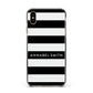 Personalised Black Striped Name or Initials Apple iPhone Xs Max Impact Case Black Edge on Gold Phone