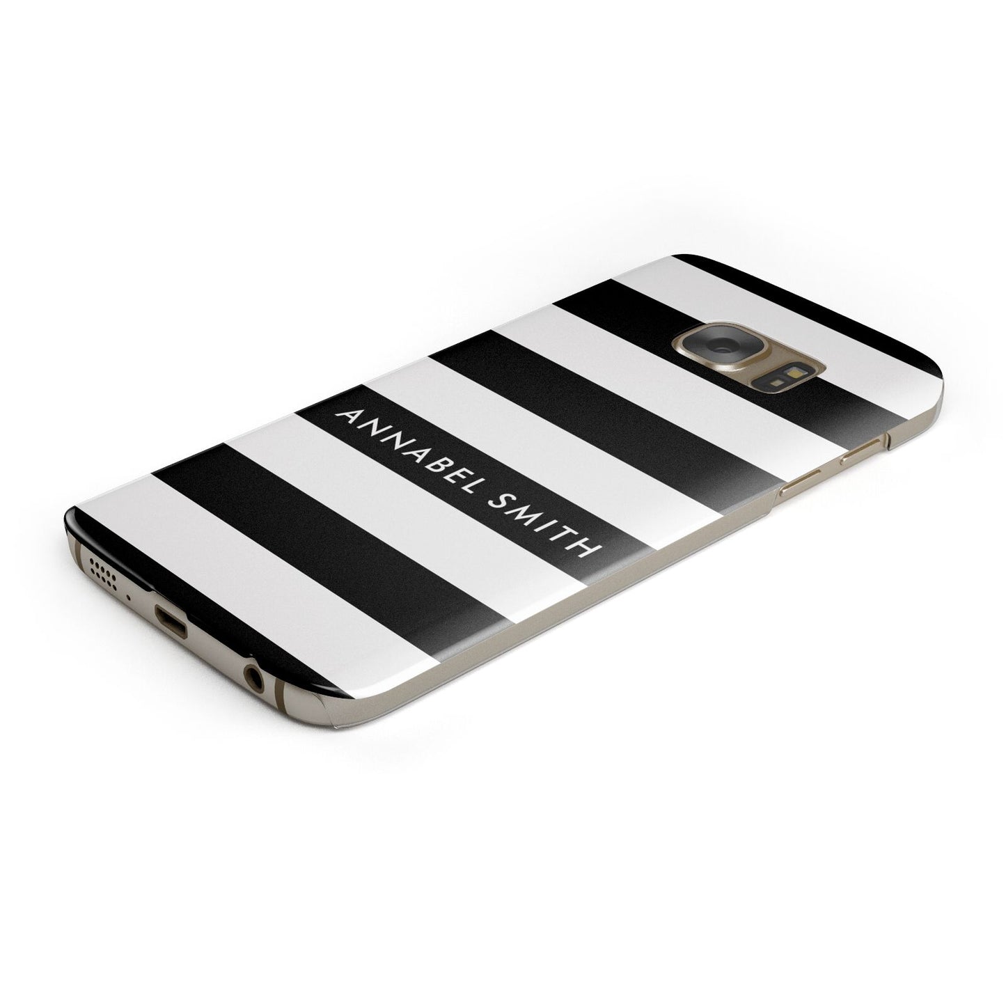 Personalised Black Striped Name or Initials Protective Samsung Galaxy Case Angled Image