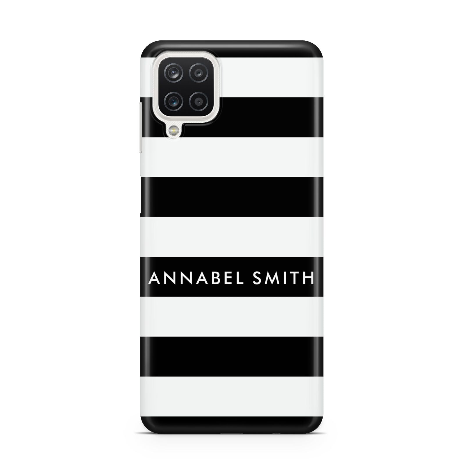 Personalised Black Striped Name or Initials Samsung A12 Case