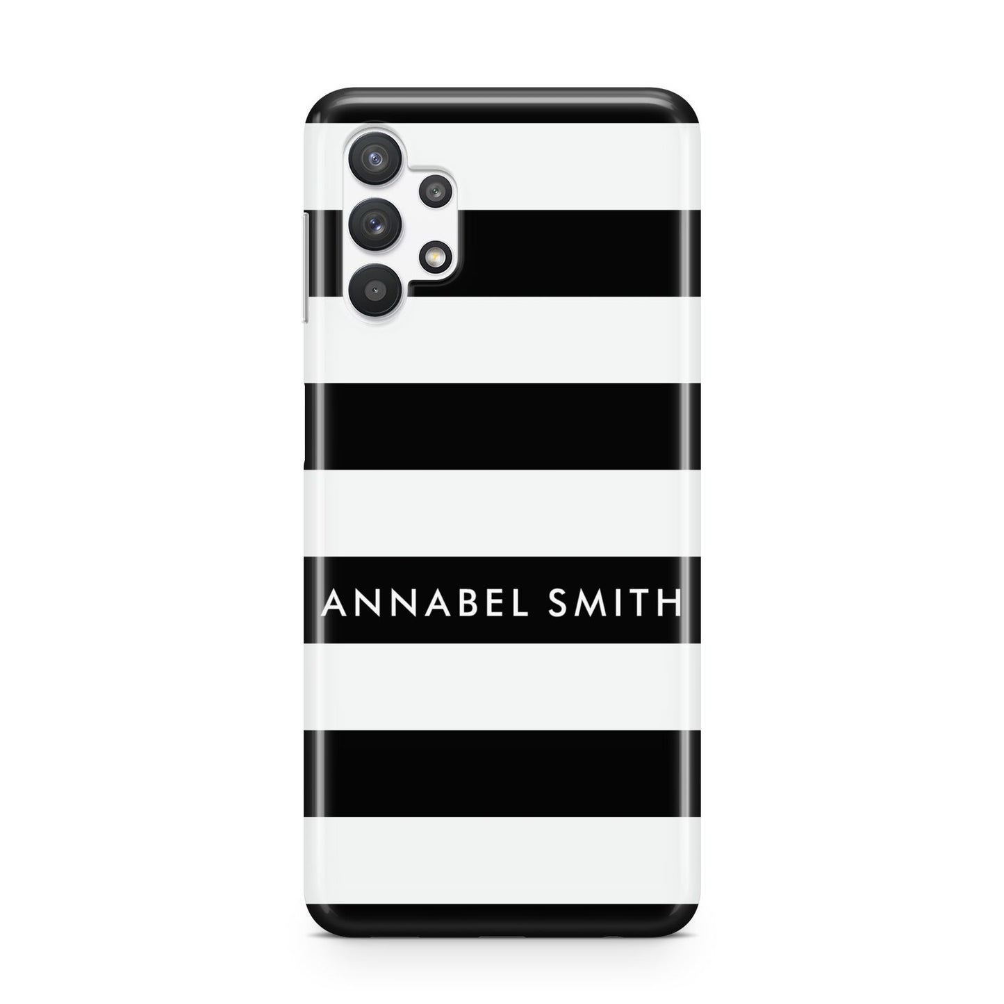 Personalised Black Striped Name or Initials Samsung A32 5G Case