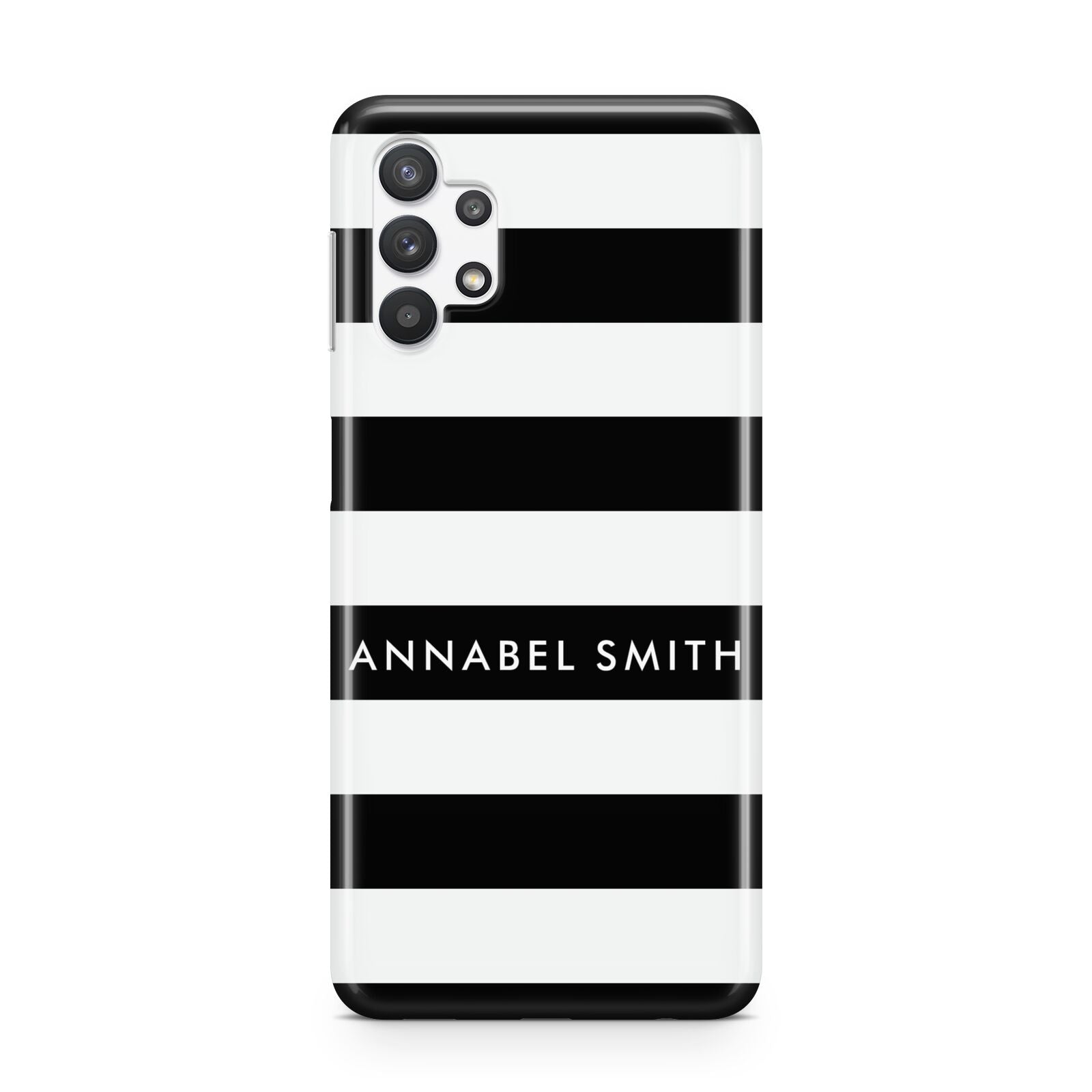 Personalised Black Striped Name or Initials Samsung A32 5G Case