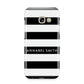 Personalised Black Striped Name or Initials Samsung Galaxy A3 2017 Case on gold phone