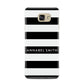Personalised Black Striped Name or Initials Samsung Galaxy A7 2016 Case on gold phone
