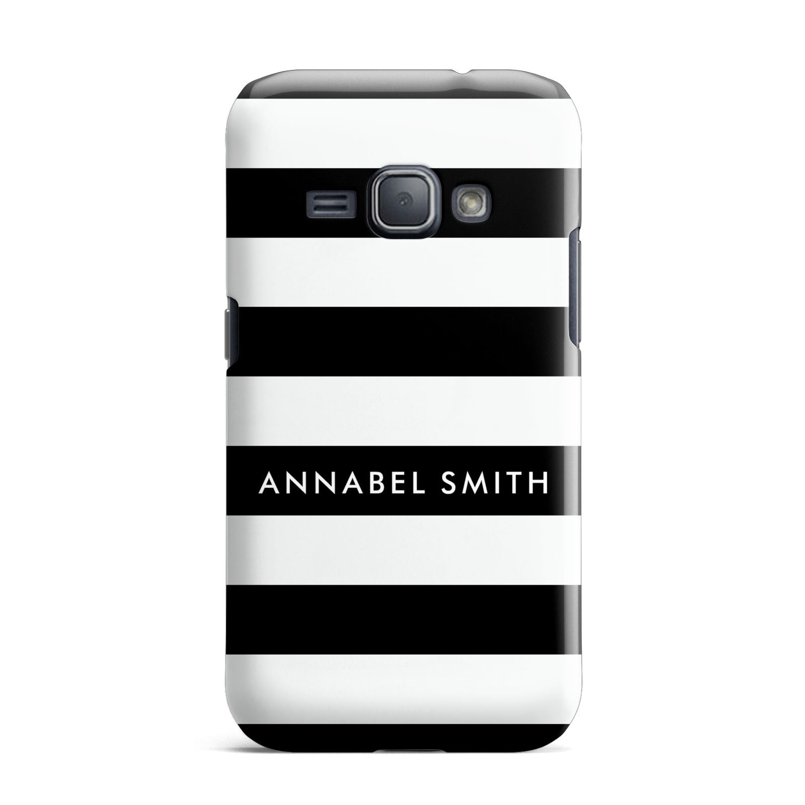 Personalised Black Striped Name or Initials Samsung Galaxy J1 2016 Case