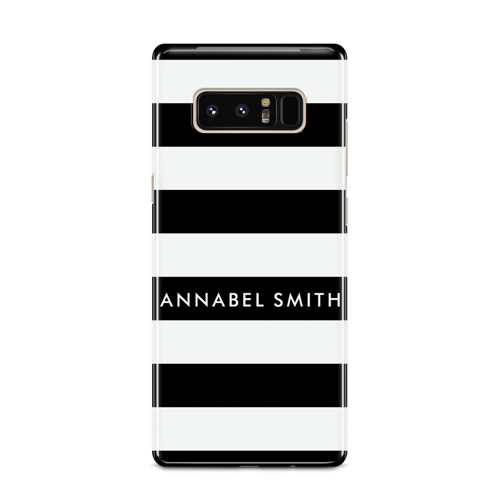 Personalised Black Striped Name or Initials Samsung Galaxy Note 8 Case