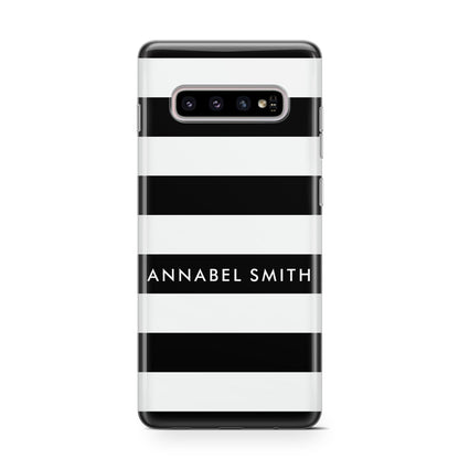 Personalised Black Striped Name or Initials Samsung Galaxy S10 Case