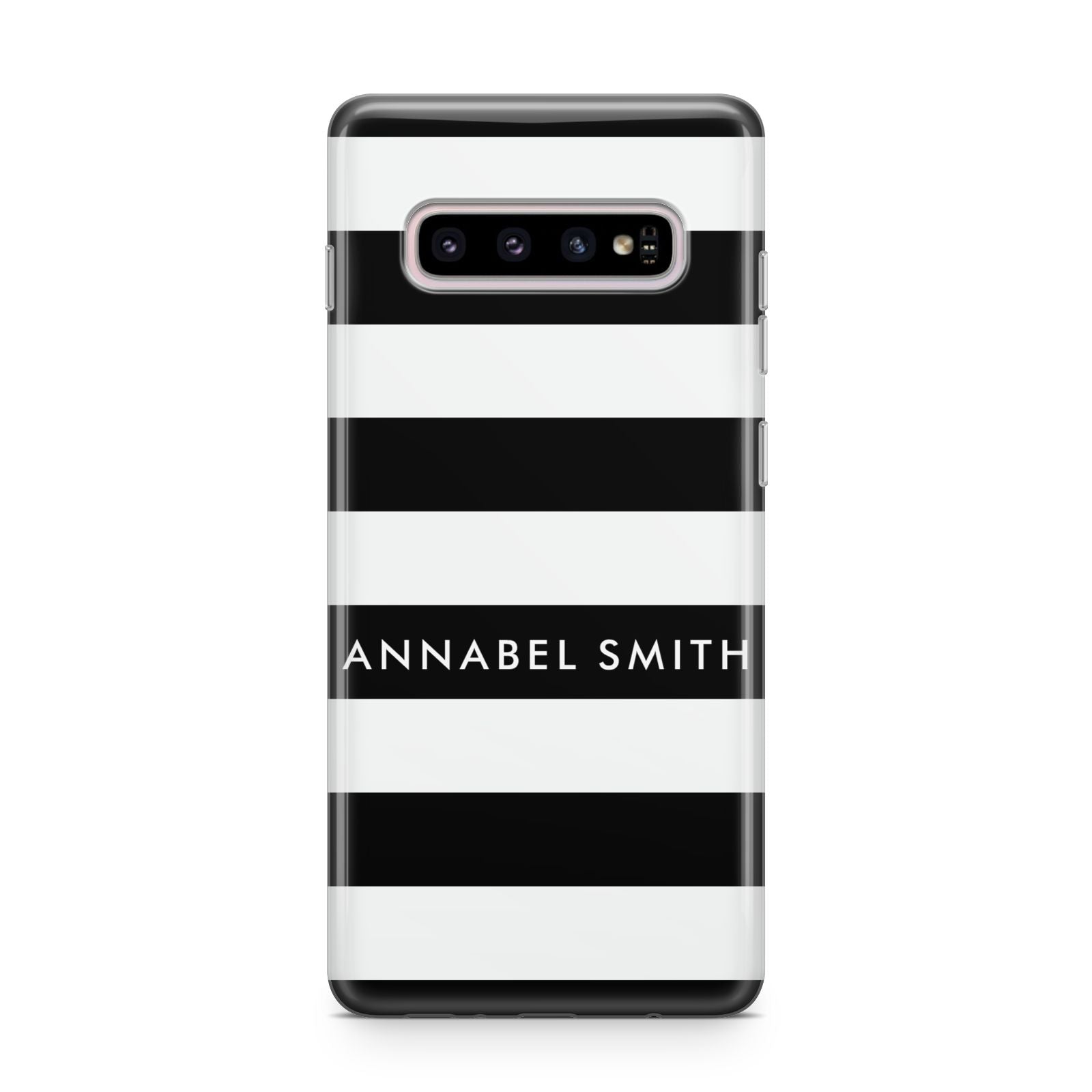 Personalised Black Striped Name or Initials Samsung Galaxy S10 Plus Case