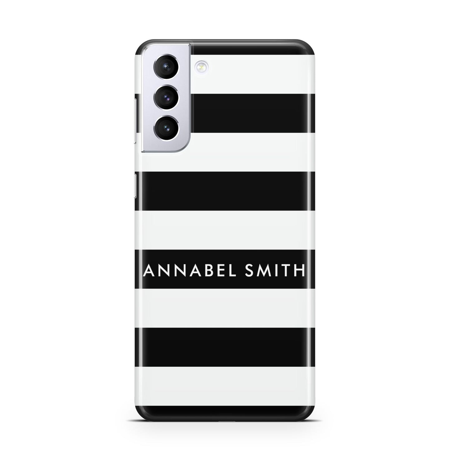 Personalised Black Striped Name or Initials Samsung S21 Plus Case