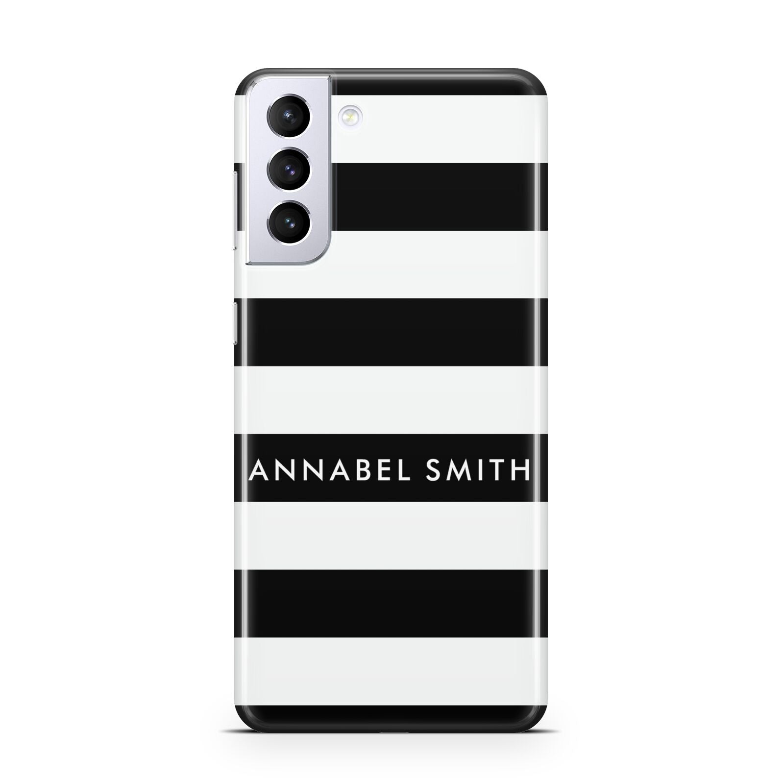 Personalised Black Striped Name or Initials Samsung S21 Plus Phone Case